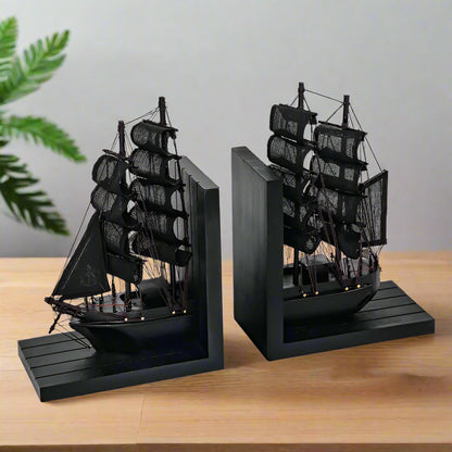 Bookend Sailing Boat Nautical Black White