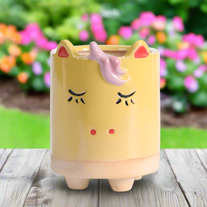 Pot Planter Garden Yellow Unicorn
