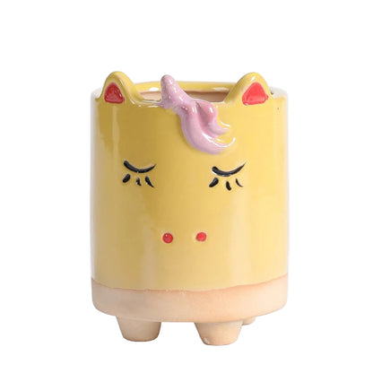 Pot Planter Garden Yellow Unicorn