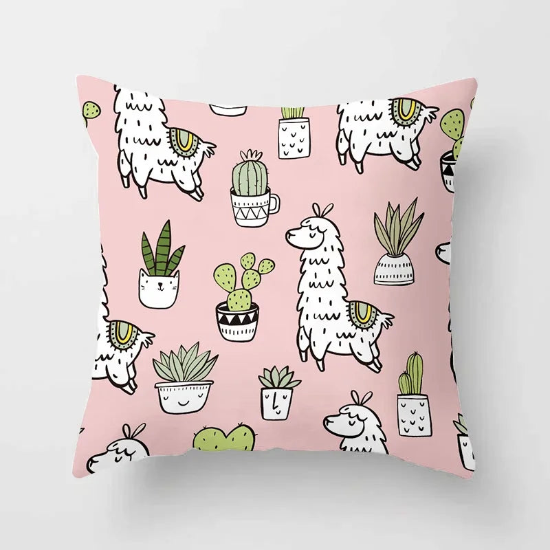 Cartoon Alpaca Llama Cushion Cover | 20 Designs | 30cm to 66cm