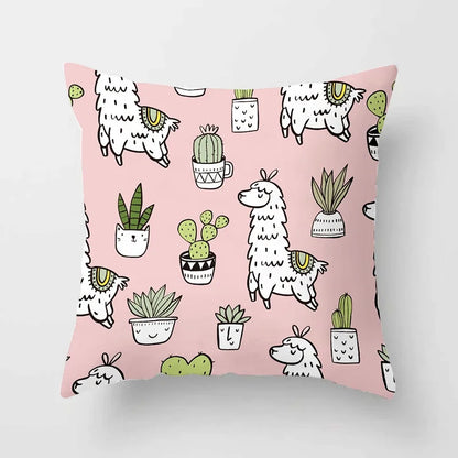 Cartoon Alpaca Llama Cushion Cover | 20 Designs | 30cm to 66cm