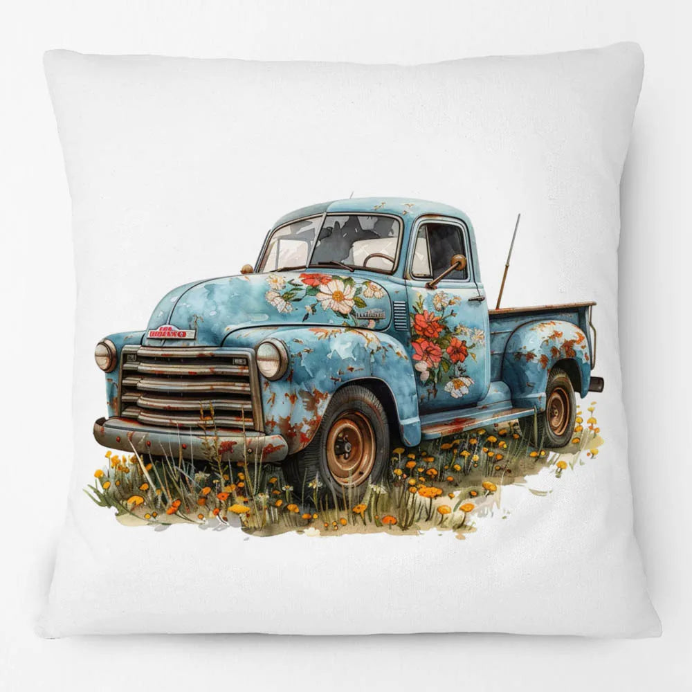 Vintage Floral Truck & Camper Trailer Cushion Cover | 45cm | Farmhouse Boho Gift