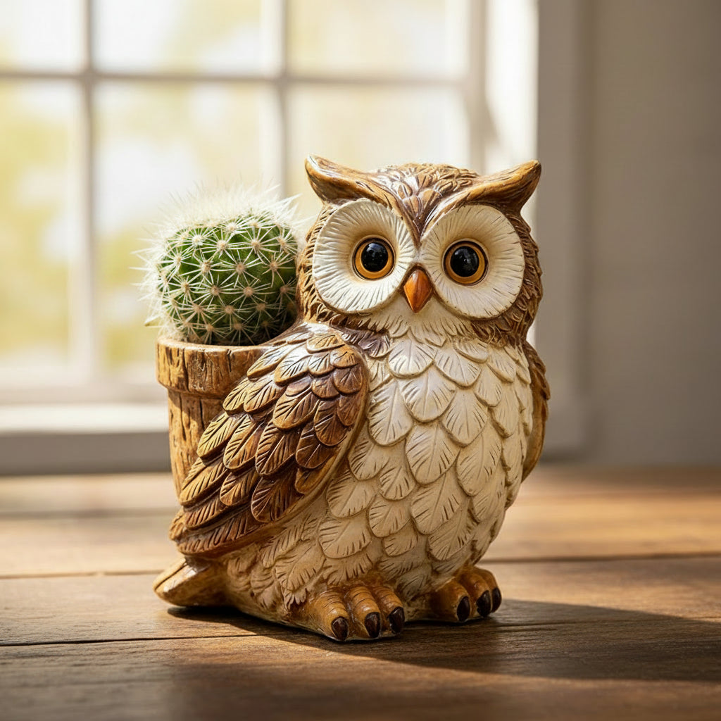 Owl Planter Pot — Resin Figurine | Garden & Home Decor