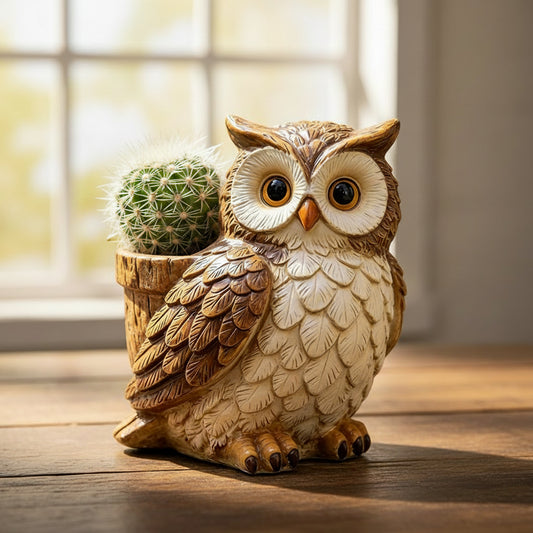 Owl Planter Pot — Resin Figurine | Garden & Home Decor