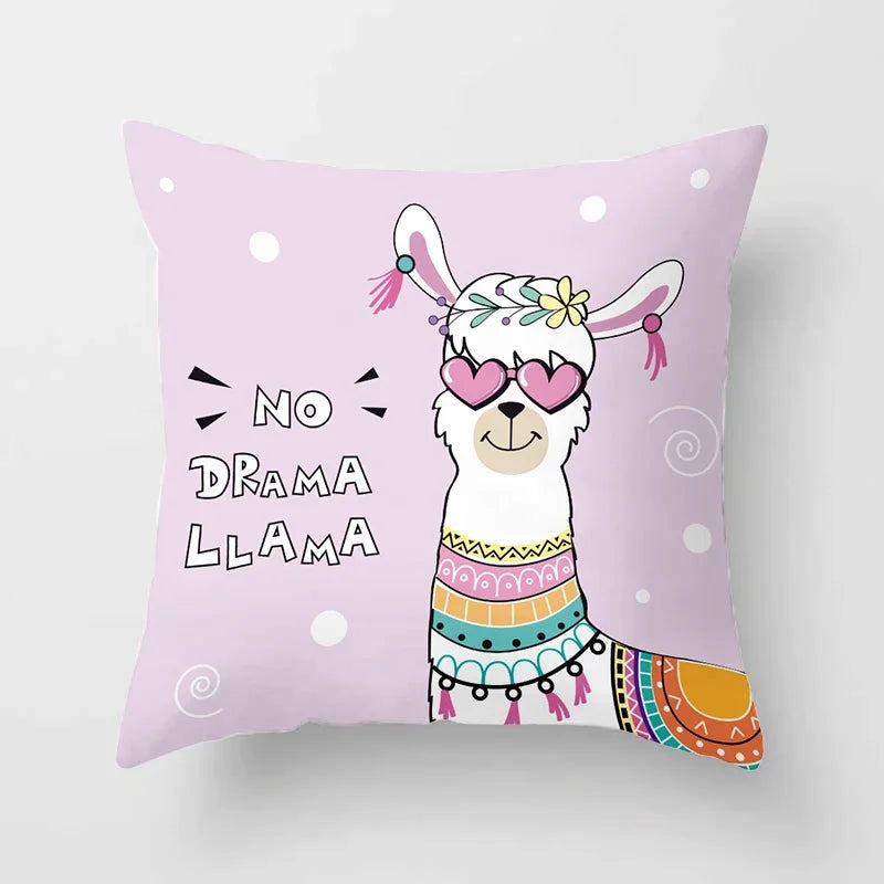Cartoon Alpaca Llama Cushion Cover | 20 Designs | 30cm to 66cm