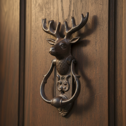 Door Knocker Cast Iron Deer Stag Rustic Cabin - 22.4x13.1cm