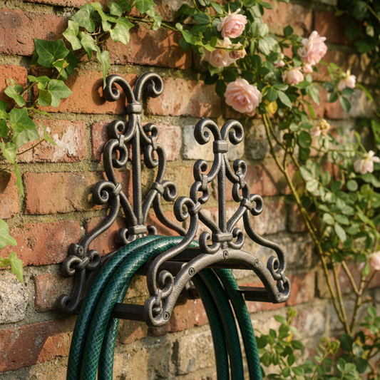 Garden Hose Holder Cast Iron Victorian English Style | Wall Mounted Hose Bracket