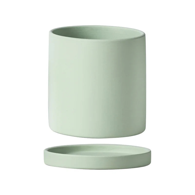 Colourful Ceramic Planter Pot with Tray & Drainage Hole | 24 Colours 4 Sizes | Indoor Outdoor Succulent Pot