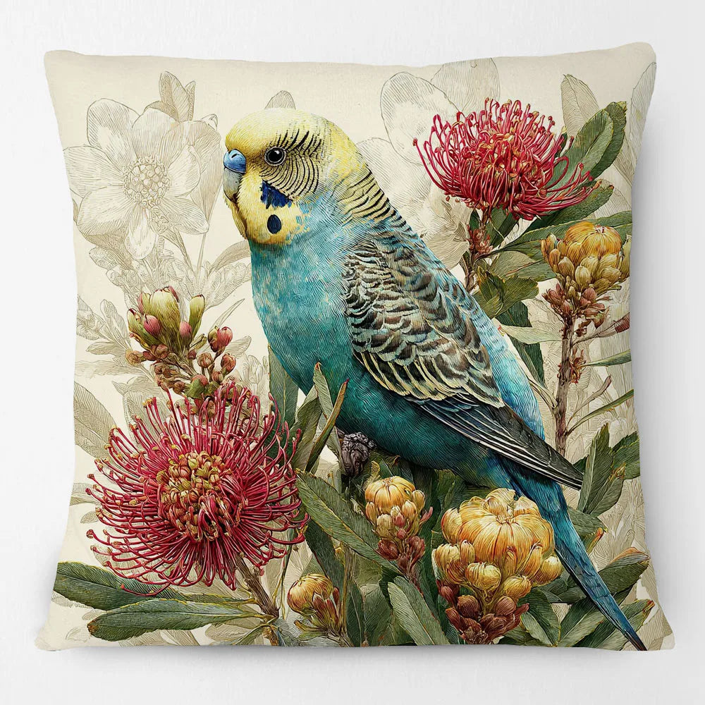 Cushion Cover Australian Animals Birds - Kangaroo Wallaby Wren