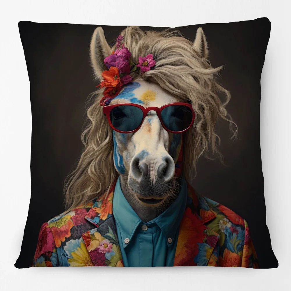 Cushion Cover Vintage Funky Horse Donkey Cow Dog