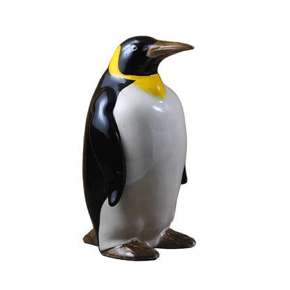Ceramic Emperor Penguin Piggy Bank | Hand-Painted Coin Bank | Desktop Ornament & Home Decor