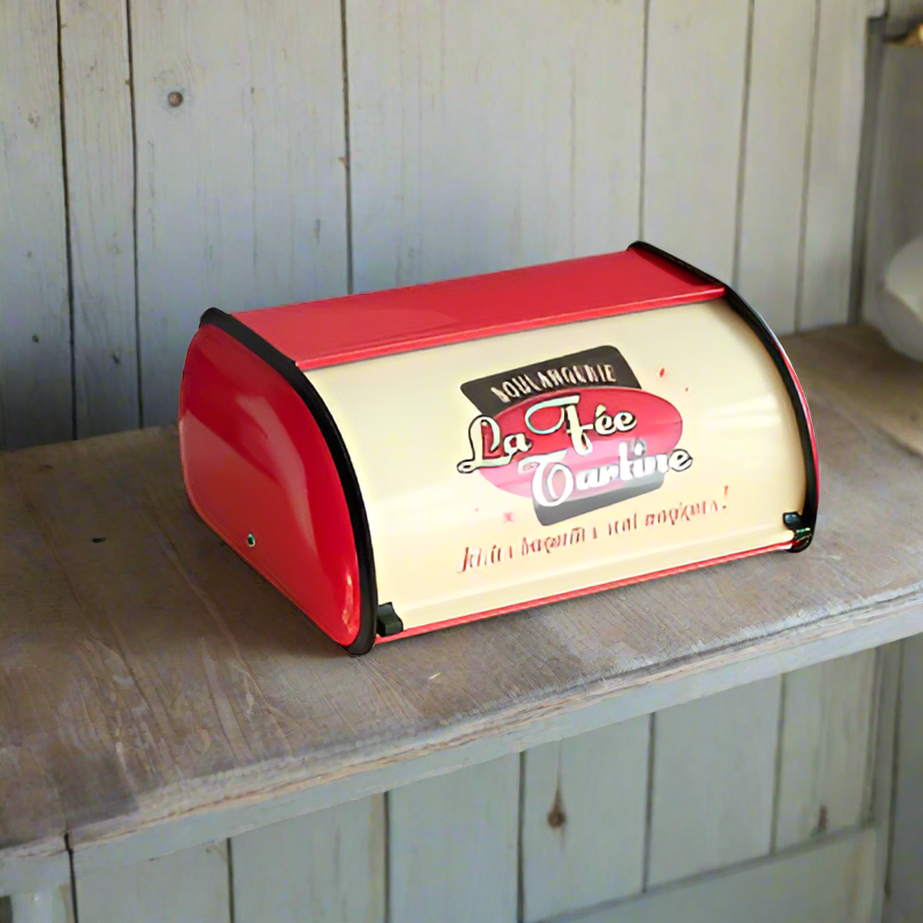 Bread Box Metal Red Kitchen Vintage Retro