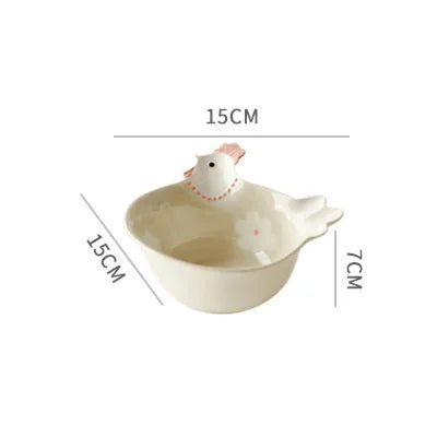 Chicken Bowl Plate Country Ceramic