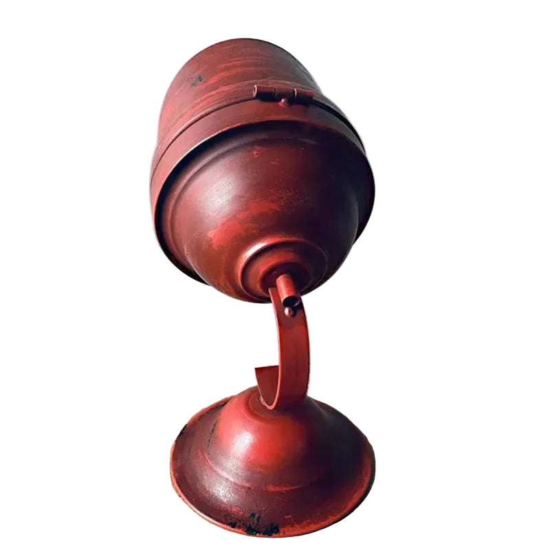 Vintage Red Searchlight Table Clock | Rustic Iron Desk Clock