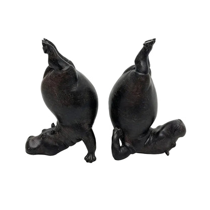 Yoga Hippo Resin Figurine | Zen Pose Animal Sculpture | Funny Home Decor Gift