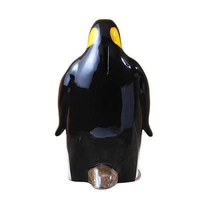 Ceramic Emperor Penguin Piggy Bank | Hand-Painted Coin Bank | Desktop Ornament & Home Decor