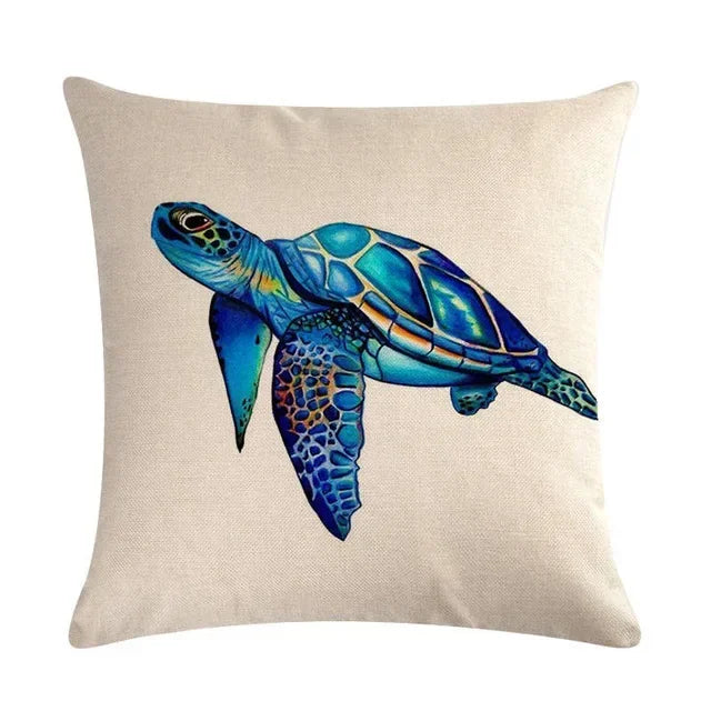 Turtle Cushion Cover | Cotton Linen 40cm 45cm 50cm | 14 Designs