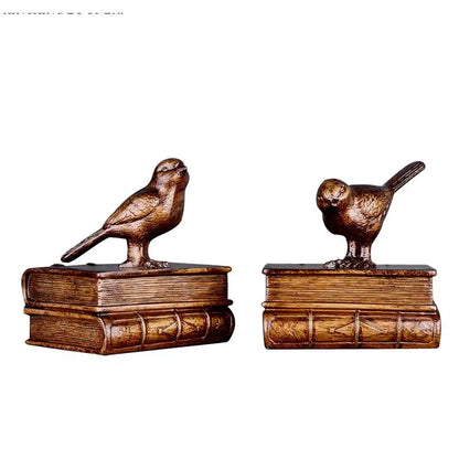 Retro Bird Bookends Resin Animal Book Holders 13cm - Aussie Stock
