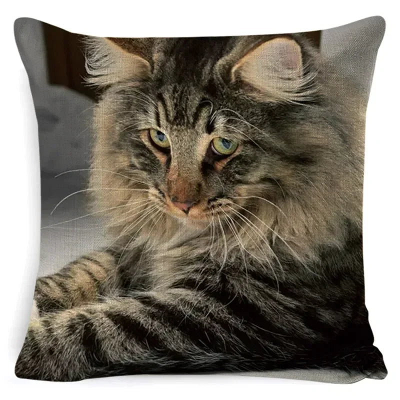 Cushion Cover Cats & Kitty | Cat Lover Decorative Throw Pillow Cotton Linen