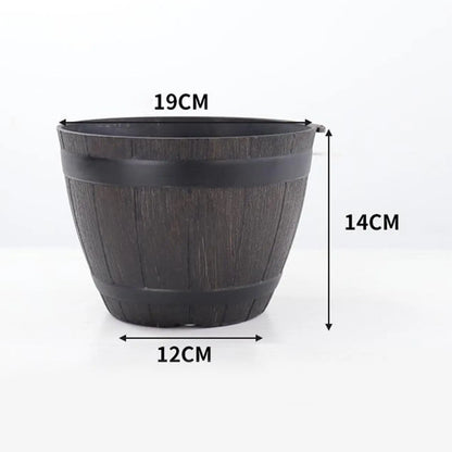 Planter Garden Pot Barrel Rustic