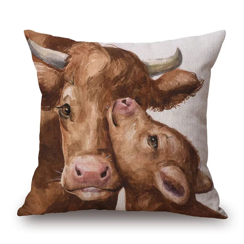 Cow & Cattle Cushion Covers | 45cm Farmhouse Animal Print Range