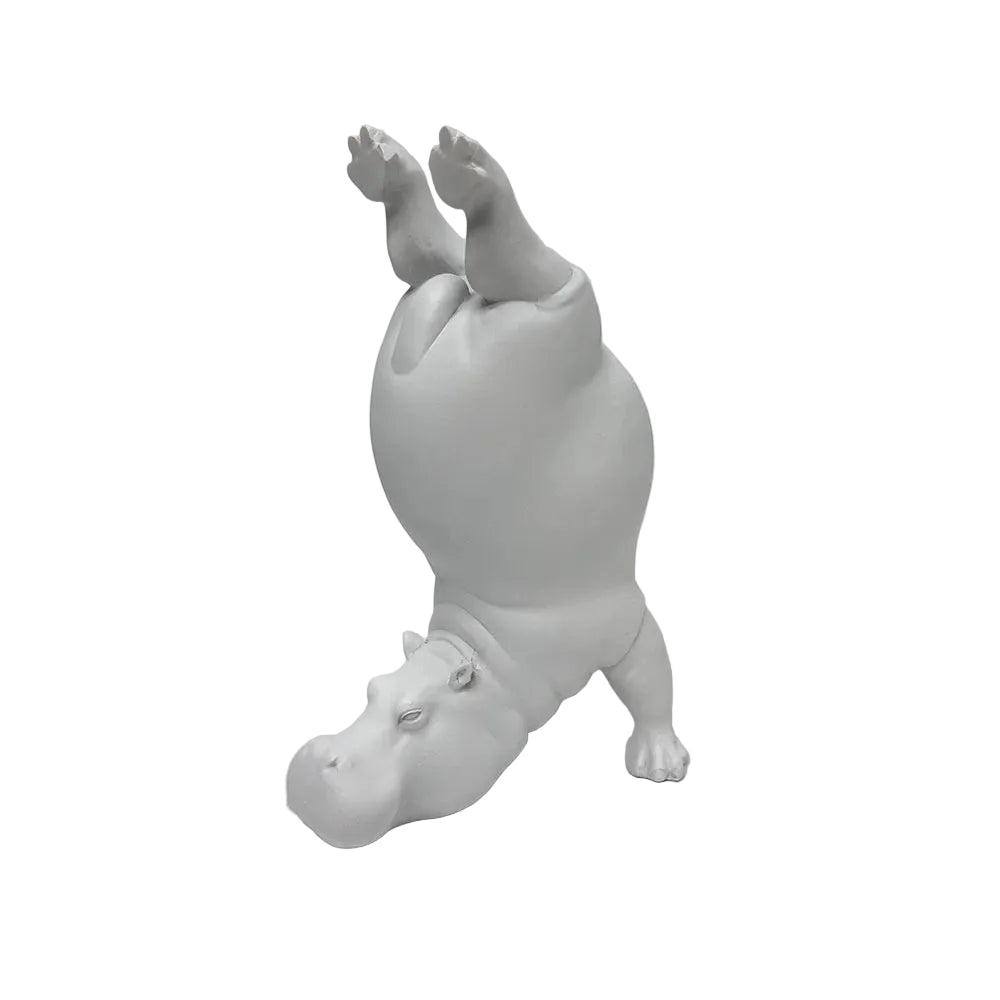 Yoga Hippo Resin Figurine | Zen Pose Animal Sculpture | Funny Home Decor Gift