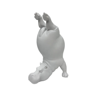 Yoga Hippo Resin Figurine | Zen Pose Animal Sculpture | Funny Home Decor Gift