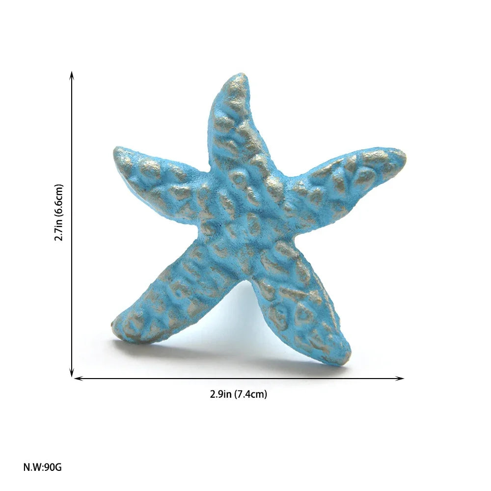 Mediterranean Sea Life Iron Drawer Knobs | Coastal Cabinet Pulls | Seahorse Crab Shell Starfish