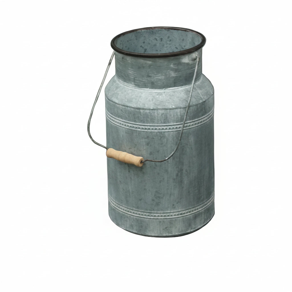 Retro Iron Bucket Vase | Vintage Metal Flower Pot for Garden & Home Decor
