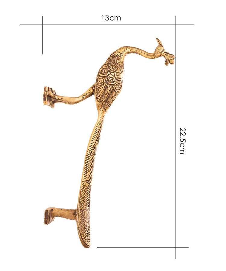 Peacock Bird Door Handle Brass Cabinet Pull Vintage