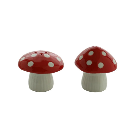 Mushroom Salt and Pepper Shaker Set Hand-painted Ceramic