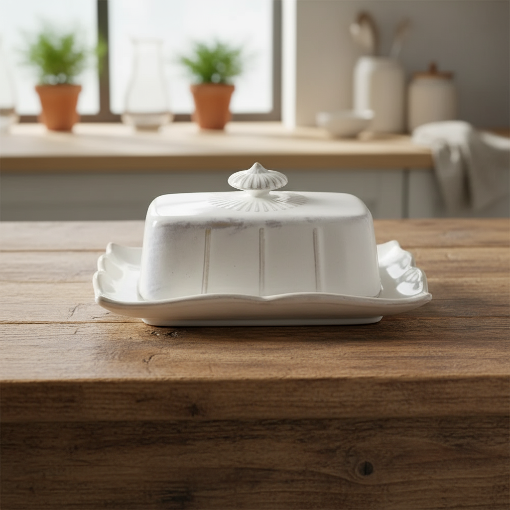 Butter Dish Antique Vintage White Storage