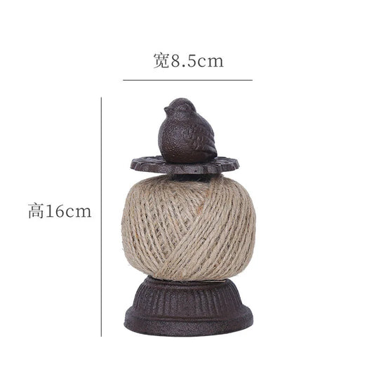 Vintage Cast Iron Bird Twine Holder | Rustic Jute Ball String Dispenser | Farmhouse Garden & Desk Decor