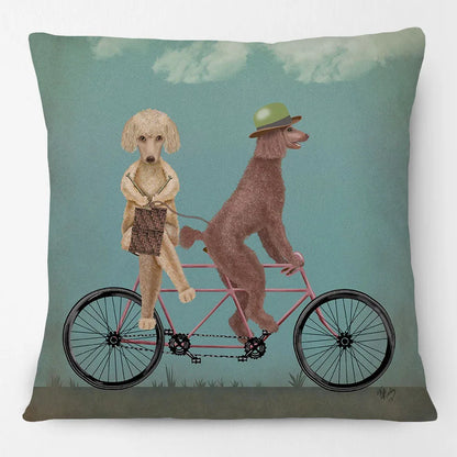 Dogs on Bikes Cushion Covers | Pug Dachshund Bulldog French Bulldog Dalmatian Golden Retriever Labrador Poodle | Retro Vintage Dog Art Pillow