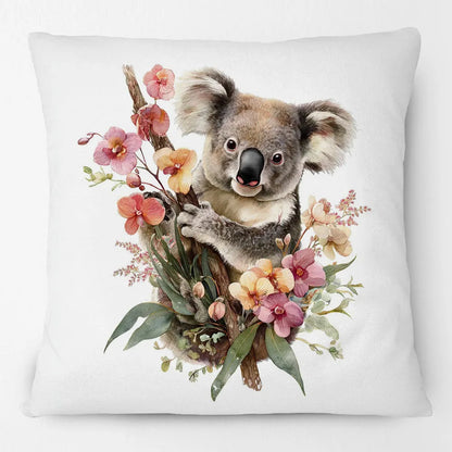 Australian Koala Cushion Covers | Watercolour Floral Art | Native Flowers & Eucalyptus | Sofa Throw Pillow