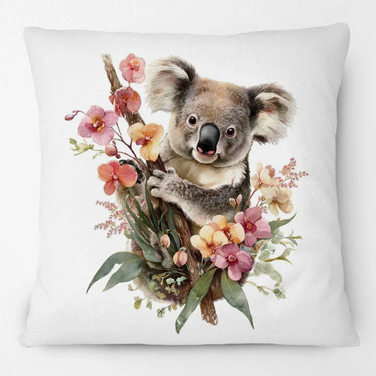 Australian Koala Cushion Covers | Watercolour Floral Art | Native Flowers & Eucalyptus | Sofa Throw Pillow