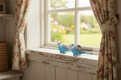 Blue Budgie Bird Figurine Miniature Garden Ornament