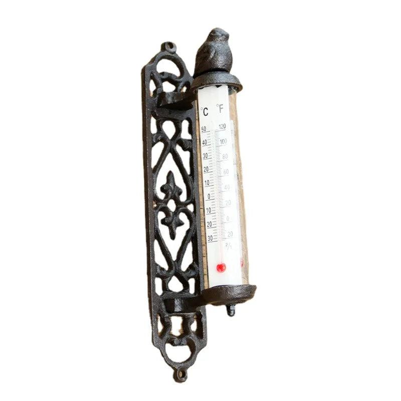 Thermometer Wall Mounted Bird Cast Iron Rustic