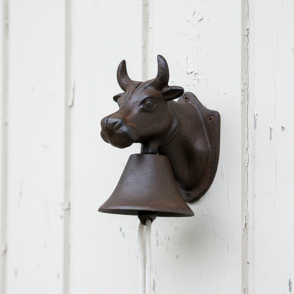Doorbell Cow Heifer Cattle Cast Iron Rustic Farmhouse - 17x16cm