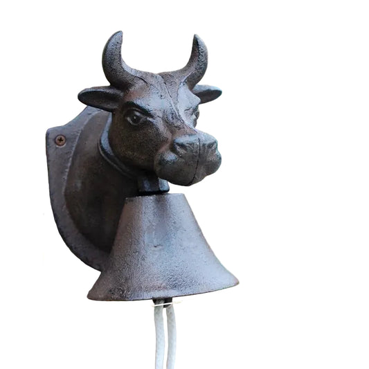 Doorbell Cow Heifer Cattle Cast Iron Rustic Farmhouse - 17x16cm