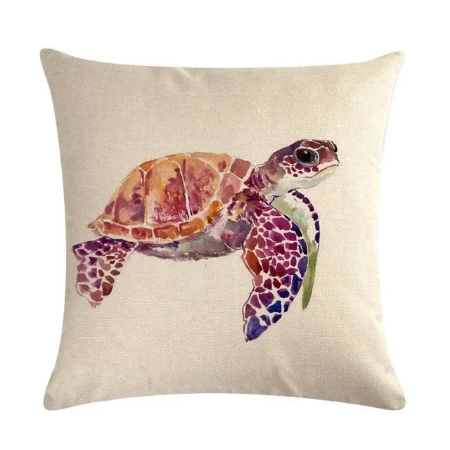 Turtle Cushion Cover | Cotton Linen 40cm 45cm 50cm | 14 Designs