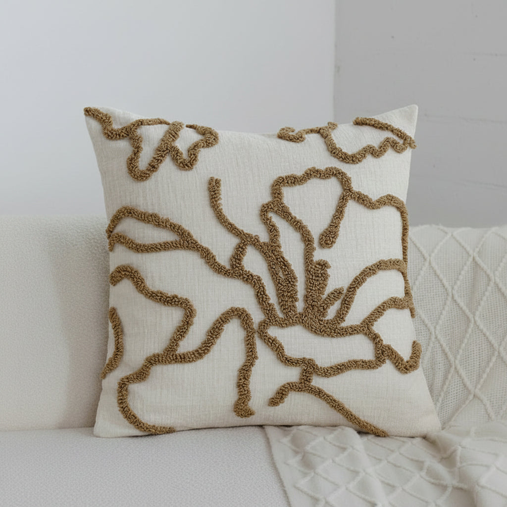 Cushion Cover Chenille | Decorative Stitched Lines Throw Pillow Polyester
