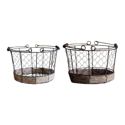 Storage Basket Fruit Eggs Metal Farmhouse