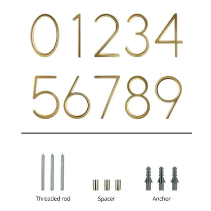 5 Inch Golden House Numbers | Modern Metal Floating Address Numbers with Screws