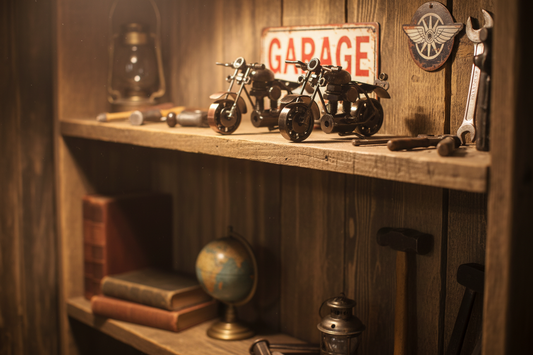 Vintage Motorcycle Model - Retro Iron Motorbike Figurine Desk Decor