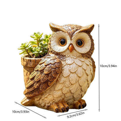 Owl Planter Pot — Resin Figurine | Garden & Home Decor