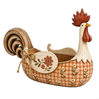 Farmhouse Rooster Storage Caddy | Gingham & Floral Kitchen Organiser