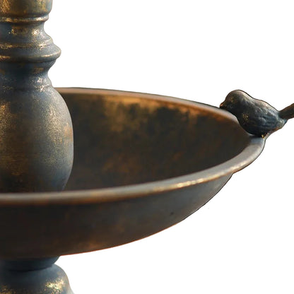 Vintage Double Tier Metal Tray Stand | Rustic Iron Bird Display Riser