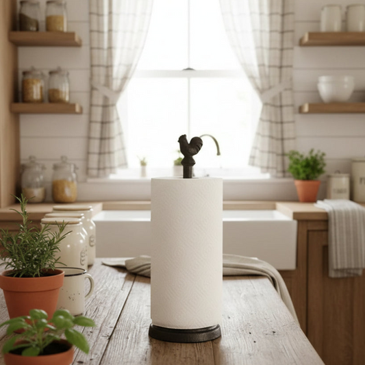 Paper Towel Holder Standing Rooster | Country Farmhouse Decor