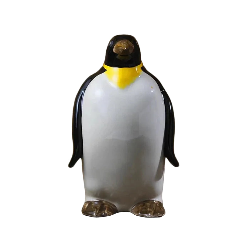 Ceramic Emperor Penguin Piggy Bank | Hand-Painted Coin Bank | Desktop Ornament & Home Decor